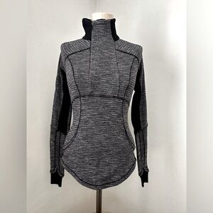 Lululemon Base Runner 1/2 Zip Coco Pique Black White Size 2